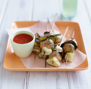 Mushroom, chicken & lime skewers