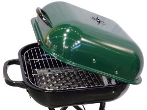 Hinged roasting hood